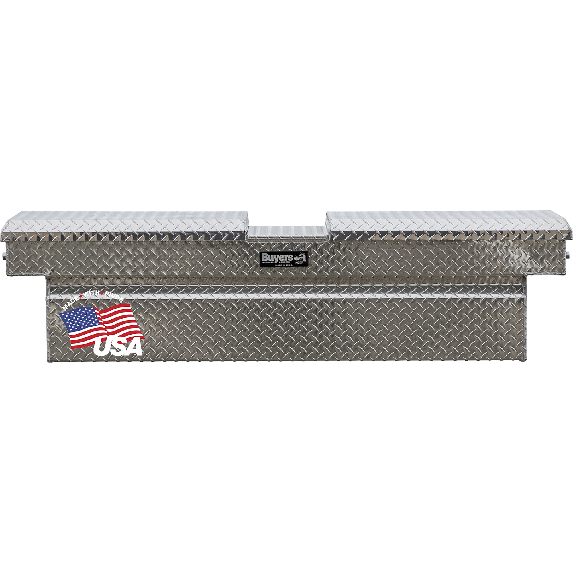 Buyers Products, 71x27x18 Crossover Gull Wing Pickup Truck Bed Tool Box, Width 71 in, Material Aluminum, Color Finish Diamond Plate Silver, Model# 1710420